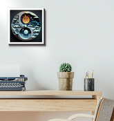 Wrapped canvas displaying contrast of fury and serenity.